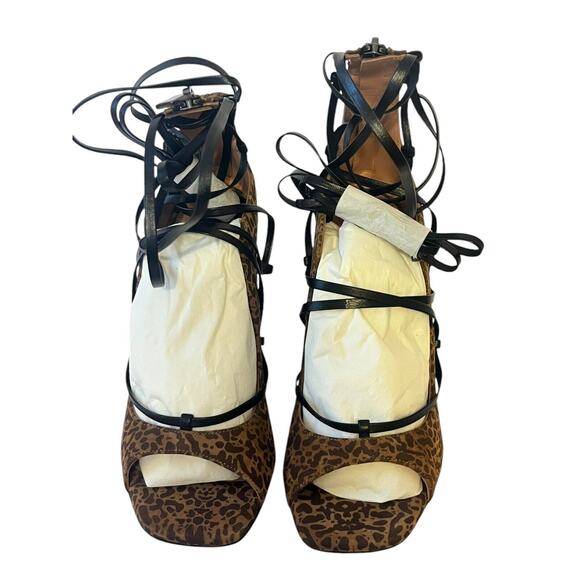 NEW Lita by Ciara Solid Square Toe Strappy Heels •37/ US 6• Pumps Cheetah Wrap - Picture 4 of 16